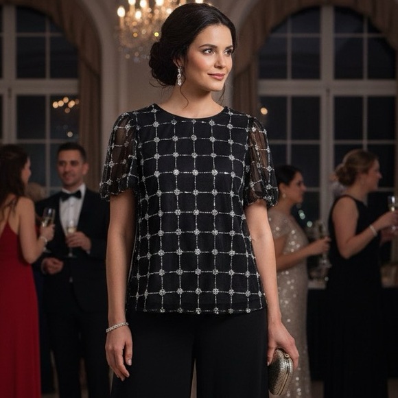 Adrianna Papell Tops - NWT Elegant Silk and Beaded Top.